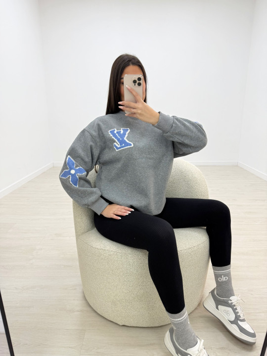 SUDADERA LV RELIEVE GRIS